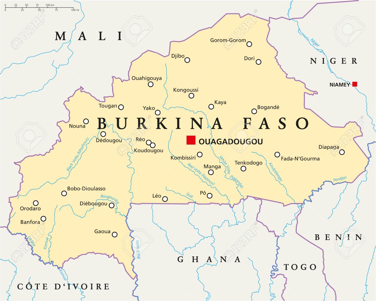 Burkina Faso Mapa político