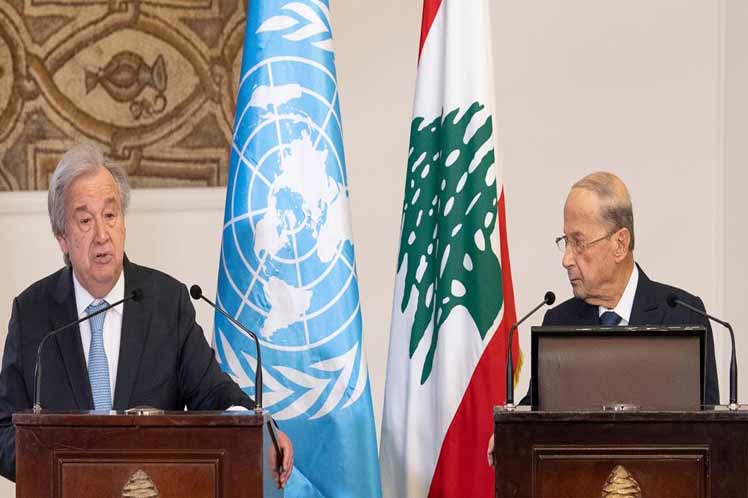 Michel-Aoun-y-secretario-general-de-la-ONU,-Antonio-Guterres