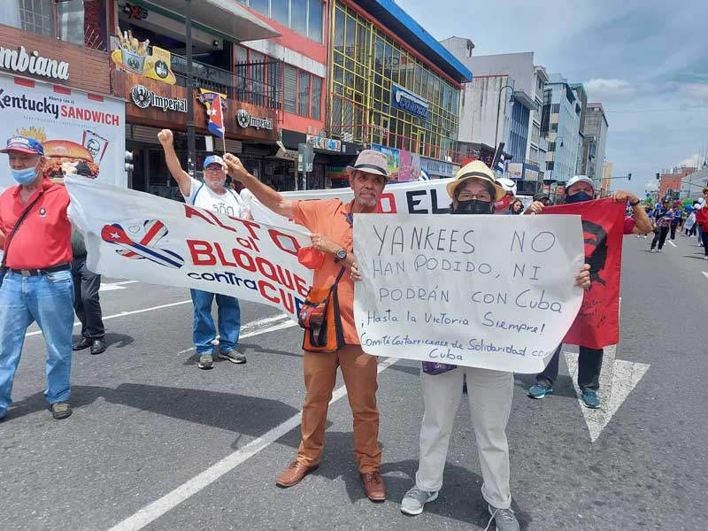 Rechazo al bloqueo de EEUU contra Cuba en 1 de Mayo en Costa Rica