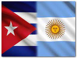 banderas de Cuba y Argentina